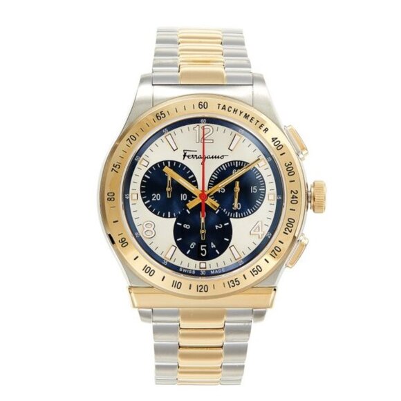 Ferragamo 1898 Chrono Two Tone Chronograph Watch - SFDK01022 - 42mm - Picture 1 of 13
